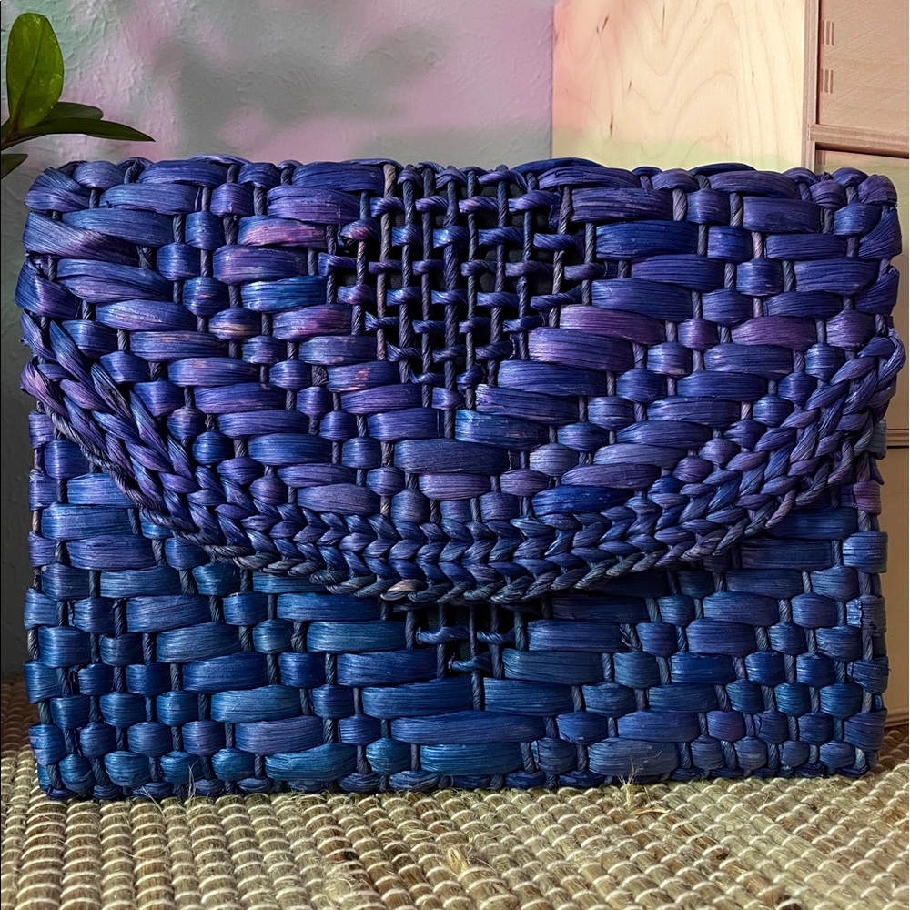 Over-dyed indigo woven clutch